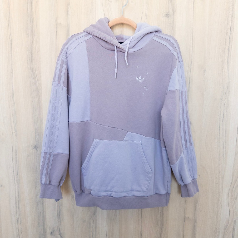 Adidas Danielle Cathari Womens Hoodie M Purple Deconstructed Patchwork Athletic